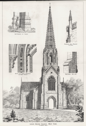 Lever Bridge Church, West View (engraving)