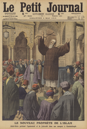 Abdu'l-Baha preaching in Constantinople (colour litho)
