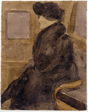 Old Woman in a Tramway, 1928 (w/c)