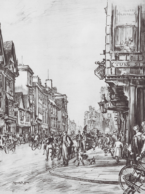 Oxford: Carfax from the Mitre (litho)