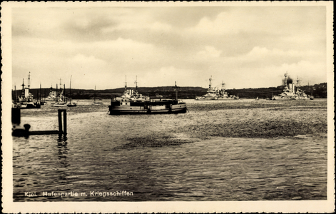 Kiel, Harbor Party, German Warships at Anchor