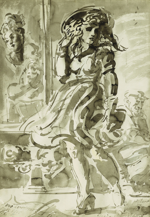 A Wind-Blown Skirt: A double-sided drawing, 1944 (80 x 57cm)