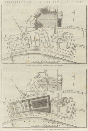 Proposed Sites for the New Law Courts (engraving)