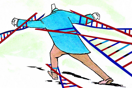 Escape from viruses, 2015 (ink on the paper and watercolour)