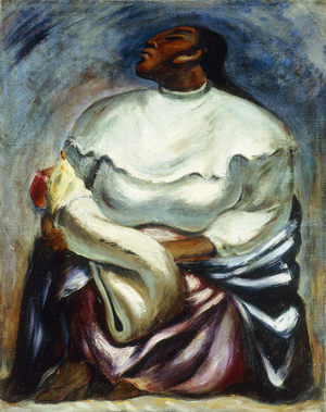 Mother and Child; Madre y Nino,  (oil on canvas)