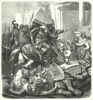 The Persian Emperor Artaxerxes III Ochus killing the sacred Apis bull of the Egyptians (engraving)