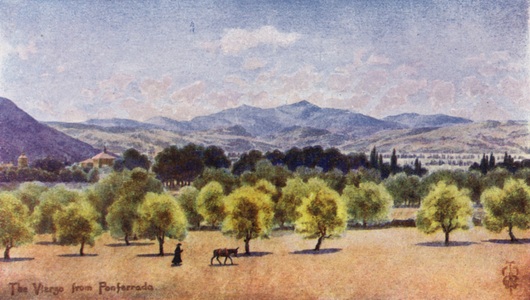 Northern Spain: The Vierzo, From Ponferrada, looking towards the Pass of Piedrafita (colour litho)