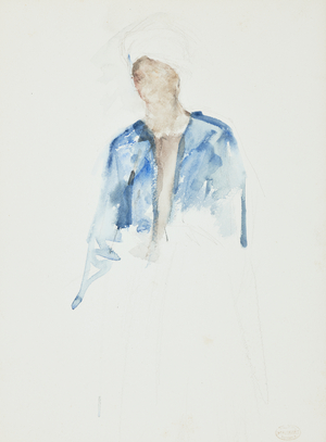 Slight Sketch of a Nubian in a Blue Robe, 1911 (watercolor and pencil on paper)