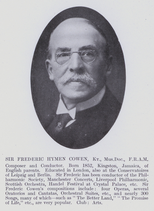 Sir Frederic Hymen Cowen, Kt, Mus Doc, FRAM (b/w photo)