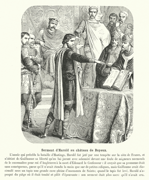 Serment d'Harold au chateau de Bayeux, c.1880 (engraving)
