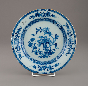 Plate (blue, white enamel)