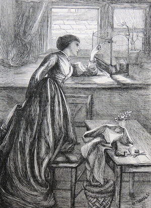 Seamstress taking break from her work