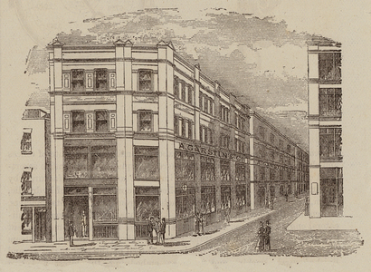 Messrs A Garstin and Co, Wholesale Manufacturers of General Fancy Leather Goods, 1, 2, 3, 4, 9, 10, and 11, Queen Square, Aldersgate Street, EC (engraving)