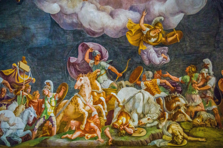 Ceiling painting in Palazzo Ducale, Royal Palace, Castle San Giorgio, Mantua, Lombardy, Italy, Europe (photo)