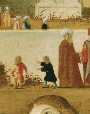 Saint Stephen's sermon inside the walls of the Salomonic temple in Jerusalem (oil on canvas)