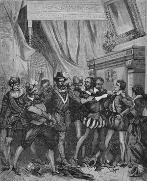 Attempted assassination of Henri IV by Jean Chatel, 1594 (Engraving)