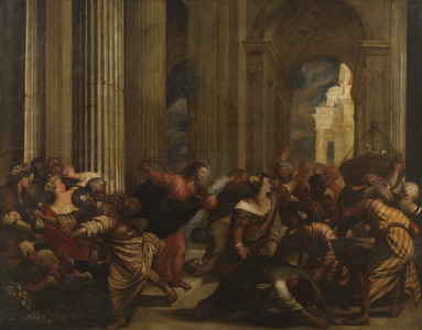 Christ Driving the Moneylenders from the Temple, c.1575-90 (oil on canvas)