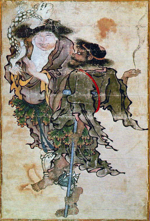 Central Asia: Siyah Kalem School, 15th century: Two Chinese-inspired figures, possibly Daoist immortals.