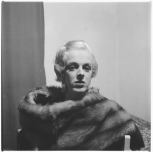 Colin, portrait of a drag artist, Soho, London, UK, mid 1950's (b/w photo)