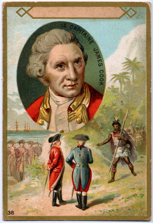 The british explorer James Cook at Tahiti, c.1768.  c.1900 (chromo)