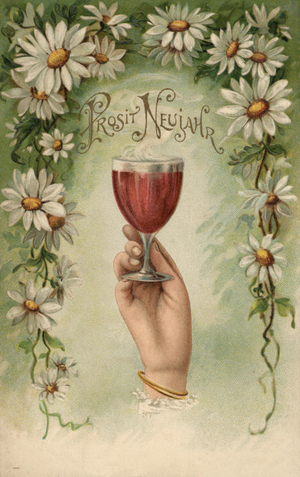 New Year Card, 1900s (colour litho)