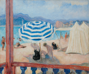 Cannes, Blue Parasol and Tents; Cannes, Parasol Bleu et Tentes,  (oil on canvas)