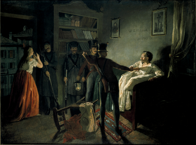 The arrest of the patriot Pietro Fortunato Calvi, 1853 (oil on canvas)