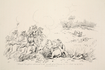 French Carfusiers advanced to the mouth of our cannon, pub. J. Booth, 1816 (engraving)