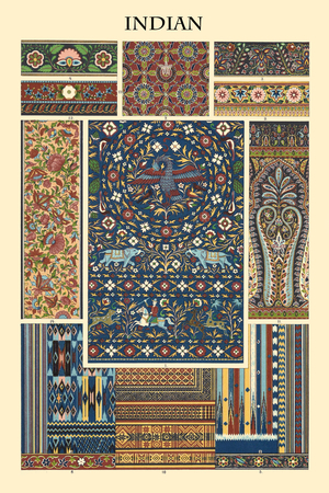 Embroidery, weaving, plaiting, and laquerwork