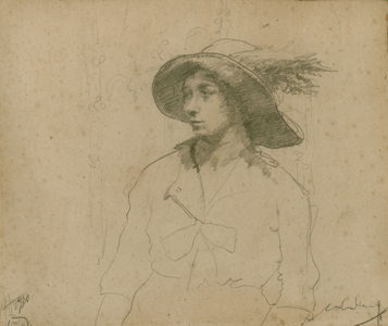 Study for a Portrait of a Seated Woman with Hat, 1930 (pencil)