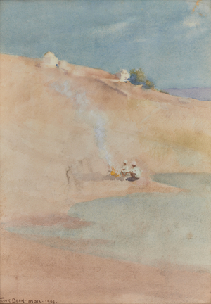 The edge of the Bekanneer desert, India, 1909 (Watercolour)
