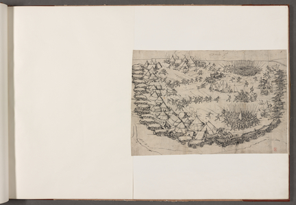 Cotton Augustus III, f.9An army camp, in defence.Drawings of armies, soldiers, horses and harnesses, and other military scenes.1500-1650