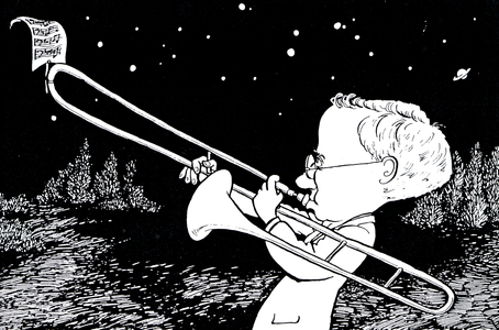 Gustav Holst playing the trombone English composer (1874-1934)