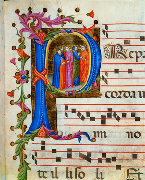 Antiphonary in note 6, a book which contains the chants to be sung by the choir during mass (parchment)