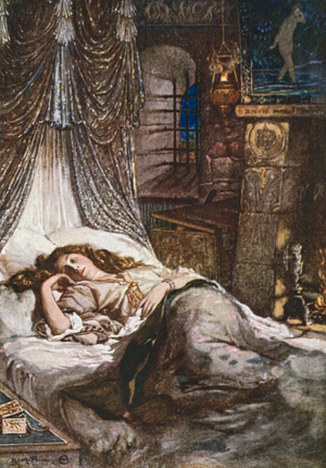 Imogen's Bed Chamber. Cymbeline – Act II, Scene 2 (colour litho)