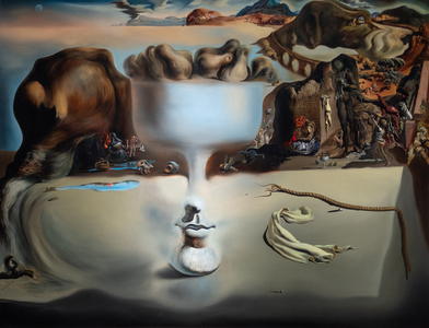 Apparition of face and fruit-dish on a beach, 1938 (oil on canvas)