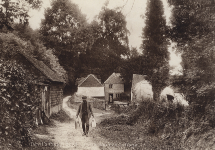 Devil's Punch Bowl, Broom Squires Cottage (b/w photo)