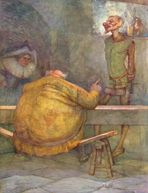 The Life and Death of Sir John Falstaff (colour litho)