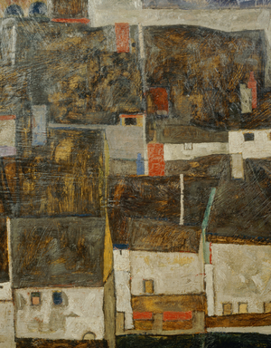 Krumau and der Moldau Krumau on the river Vltava, Czech Republic … (oil on canvas)