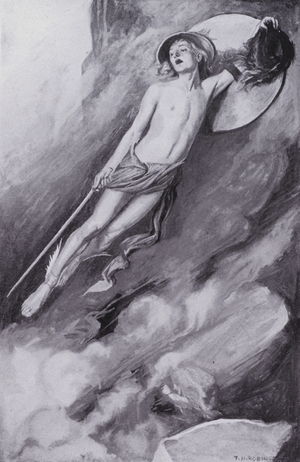 Perseus sprang into the air aloft (litho)