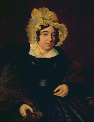 Portrait of Mrs. Edward Cross in a Dark Satin Dress with a Paisley Shawl, 1838  (oil on canvas)