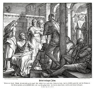 Peter denies Jesus, Gospel of Luke