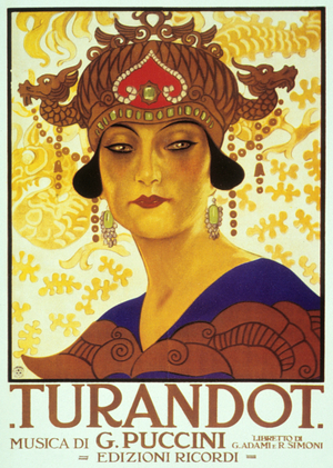 Cover by Anon of score of opera Turandot by Giacomo Puccini, 1926 (lithograph)