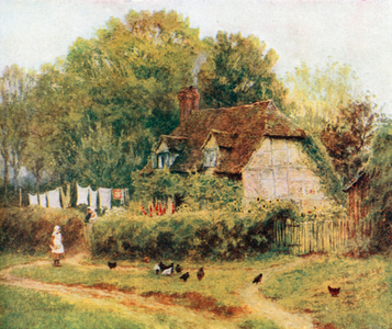 A Cottage at Hambledon (colour litho)