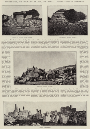 Stonehenge, the Balearic Islands, and Malta, Ancient Temples compared (b/w photo)