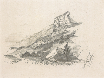 Cliff at Ste Adresse, 1857 (pencil on paper)