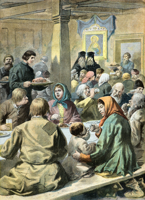 The funeral feast of Tsar Alexander 3, 1894 (illustration)