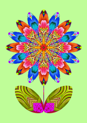 Flower cutout on pale green, 2020, (collage)