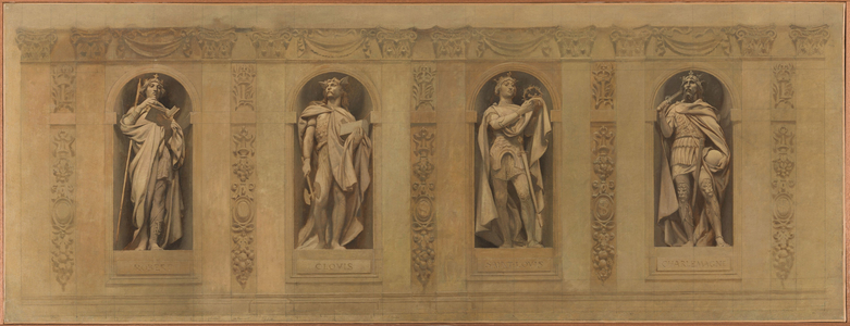 Sketch for the Saint-Paul-Saint-Louis church: Robert le Pieux. Clovis. Saint Louis. Charlemagne, between 1873 and 1875 (oil on canvas)