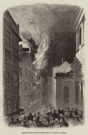 Great Fire in Lower Thames-Street, on Tuesday Evening (engraving)
